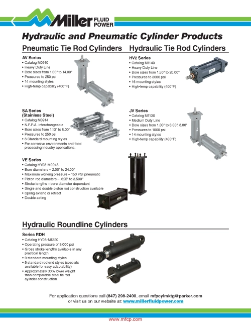 Miller Fluid Power brand Industrial Hydraulic & Pneumatic Cylinders
